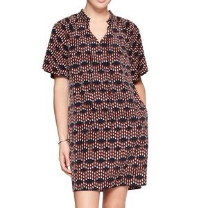 Banana Republic Factory Print Tie-Neck Shift Dress